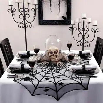 

Halloween Decoration Horror Props Spiderweb Fireplace Scarf Mantle Tablecloth Z5H4