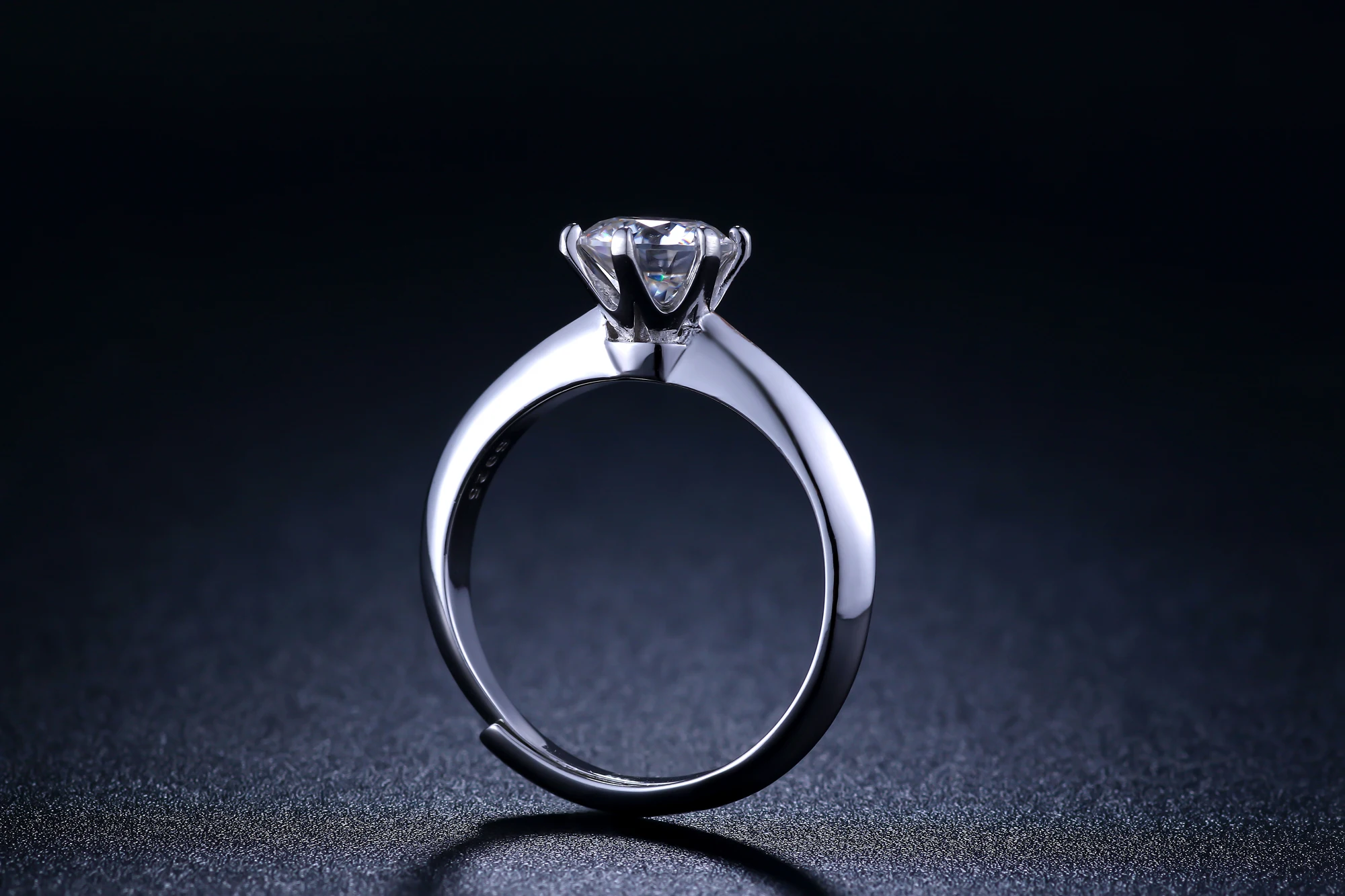 Круглое серебряное кольцо с муассанитом, 1ct D VVS, роскошное женское кольцо с муассанитом, регулируемое