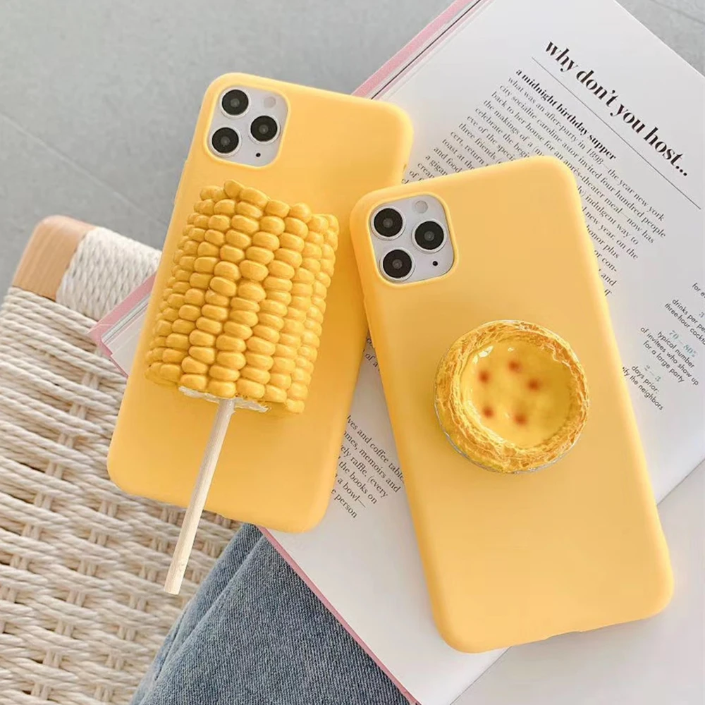 Милый 3D Забавный чехол для телефона с изображением вкусной еды яиц кукурузы