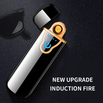 

Newest Touch Screen Sensor Cigarette Lighter Double Sided Tungsten Windproof Lighter USB Charging Electronic Lighter