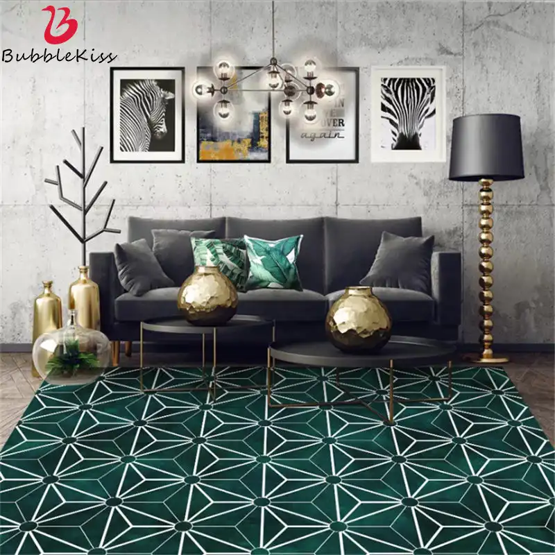 Bubble Kiss Area Rug For Living Room European Dark Green Floor Mat Diamond Pattern Carpet Modern Bedroom Slip Mat Home Decor Rug Aliexpress