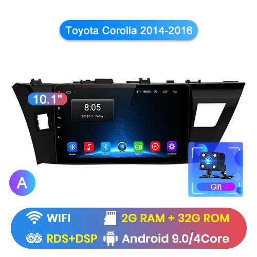 WIFI 2-32GB-A Junsun 4G+ 64G Android 9,0 для Toyota Corolla- Авто 2 din автомагнитола стерео плеер Bluetooth gps навигация нет 2din dvd - Цвет: WIFI 2-32GB-A
