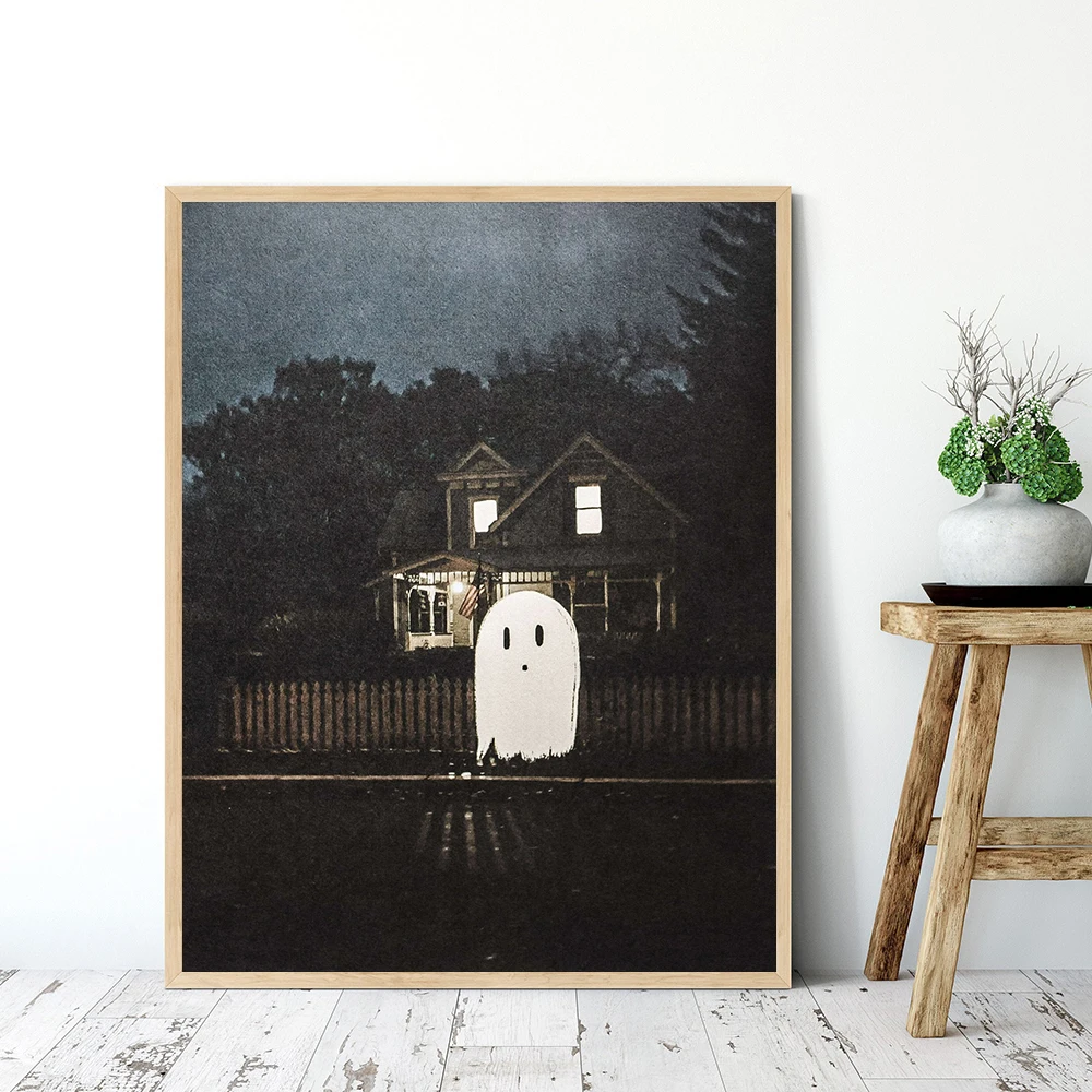 

Halloween Signs Canvas Prints Photography Ghost Poster Halloween Folk Wall Art Picture Decoration Painting Halloween Gifts Idea