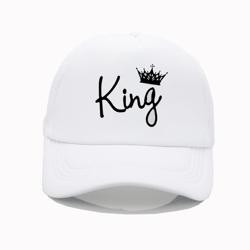 Бейсболки с принтом в виде букв «KING QUEEN», летние сетчатые кепки от солнца, модные кепки в стиле хип-хоп для пары