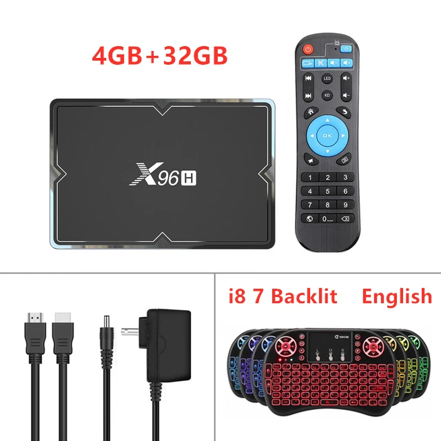 Android 9,0X96 H H603 Smart tv Box 2 GB/4 GB 16 GB/32 GB/64 GB Поддержка 2,4G 5G WiFi 6K BT4.1 100M проигрыватель google Youtube PK X96 Mini - Цвет: 4G 32G i8 Backlit
