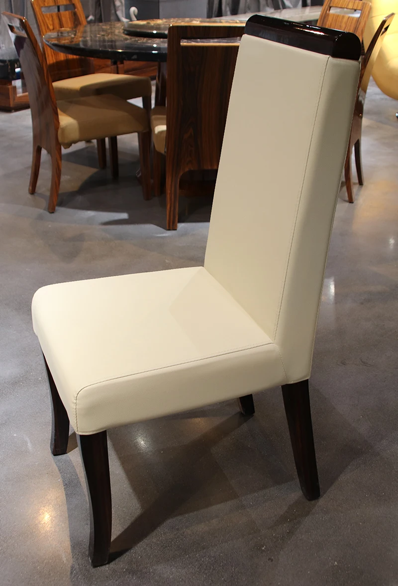 High Quality Modern Leather Dining Room Furniture Chair White Restaurant High Dining Chair Solid Wood Legs