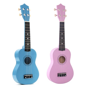 

2Pcs 21 Inch Soprano Ukulele 4 Strings Hawaiian Guitar Uke + String + Pick for Beginners Kid Gift(Light Blue&Pink)