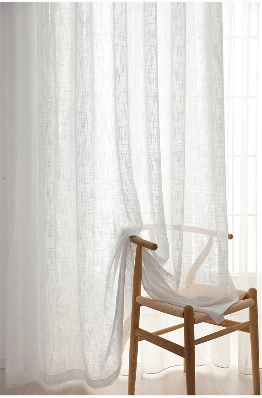 bileehom japão estilo sólido tule sheer cortinas para sala de estar cortina fio branco engrossar algodão linho simples tule cortina