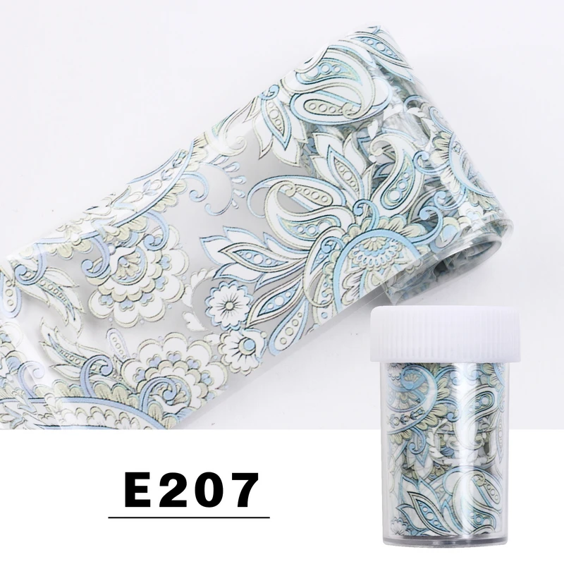 E207 Foil Sticker 4*100 см Фольга для ногтей s Наклейка s Мраморный Цветок для нейл-арта переводная Фольга Наклейка слайдер переводная бумага обертывания для 3D DIY Nailart украшения - Цвет: E207 Foil Sticker