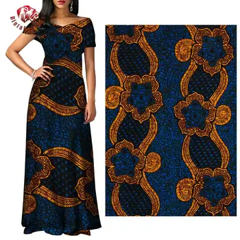

Ankara Fabric African Polyester Real Wax Print Wave pattern 6 Yards 3Yards Sewing fabric African Fabric for Party Dress FP6242