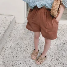 Tckids детская одежда настраиваемые 19 летние мужские и женские детские хлопковые льняные брюки с большим карманом, покрытые краями