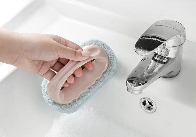 Tile sponge scrub with handle strong decontamination bath brush J03