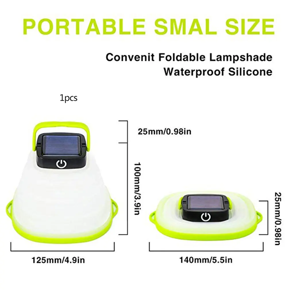 Solar Portable Led Camping Lantern Lights Outdoor Rechargeable Emergency Light Collapsible Flashlight Hiking Tent Garden