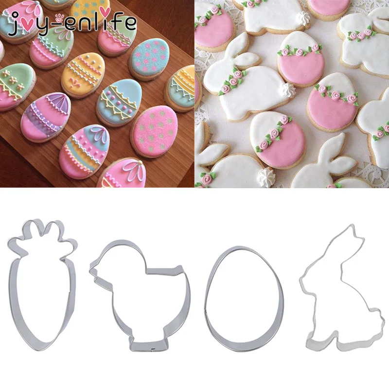 

1pcs Cake Decorating Moulds Easter Bunny Stainless Steel Biscuit Mould Egg Chick Shape Cake Mold Cookie DIY Baking Cutter Tools