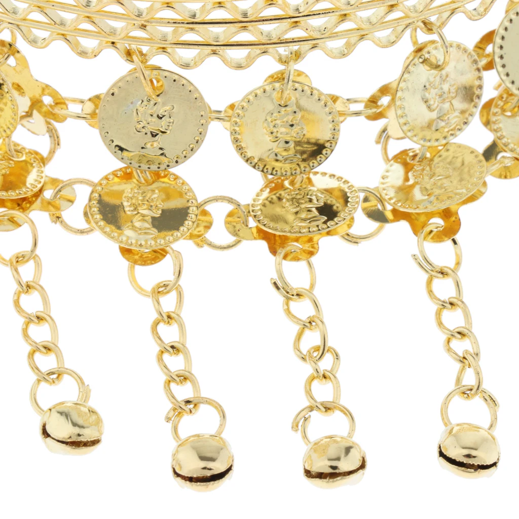 Indian Traditional Belly Dance Headband with Jingling Bells Gold-Toned Dancing Jewelry