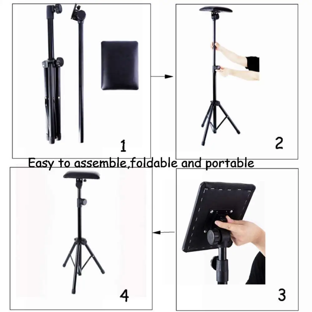 Tattoo Arm Rest Leg Rest Adjustable Height Tattoos Armrest PVC Leather Stand Tripod With Foldable Sponge Pad Studio Chair Stand