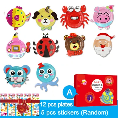 Children 3D DIY handmade Paper Cups Plates Sticker Material Kit Toys kingergarden Kids Educational Art Craft Tools Gifts
