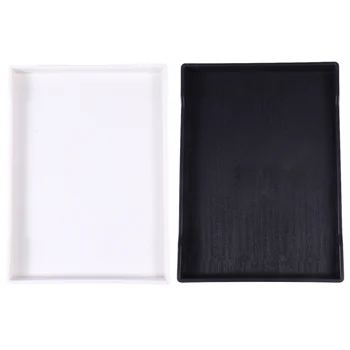 

2PCS Plastic Towel Tray Rectangle Towel Dish Toiletries Tray Multi-Purpose Storage Plate for Hotel Bathroom (Black, White)