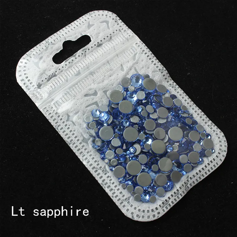 Смешанные размеры 40 цветов кристалл AB исправление стразы, Стекло Стразы исправленное железо на Стразы для дизайна ногтей шитье и ткань Decoret - Цвет: Lt Sapphire