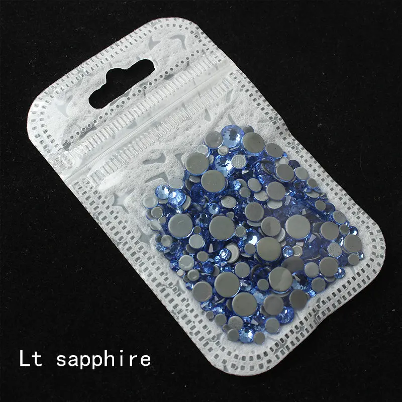 Lt Sapphire Смешанные размеры 40 цветов кристалл AB исправление стразы, Стекло Стразы исправленное железо на Стразы для дизайна ногтей шитье и ткань Decoret - Цвет: Lt Sapphire