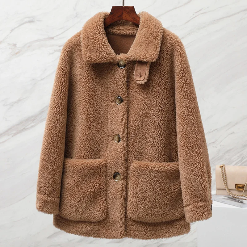 

Real Fur Coat Female Vintage Winter Jacket Women Clothes Casual Wool Jackets Warm Elegant Coats Hiver 19C2905