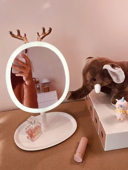 

Desktop Makeup Mirror with LED Light 90 Degree Rotation Dressing Table Vanity LED Light Cosmetic Mirror Beauty Tools
