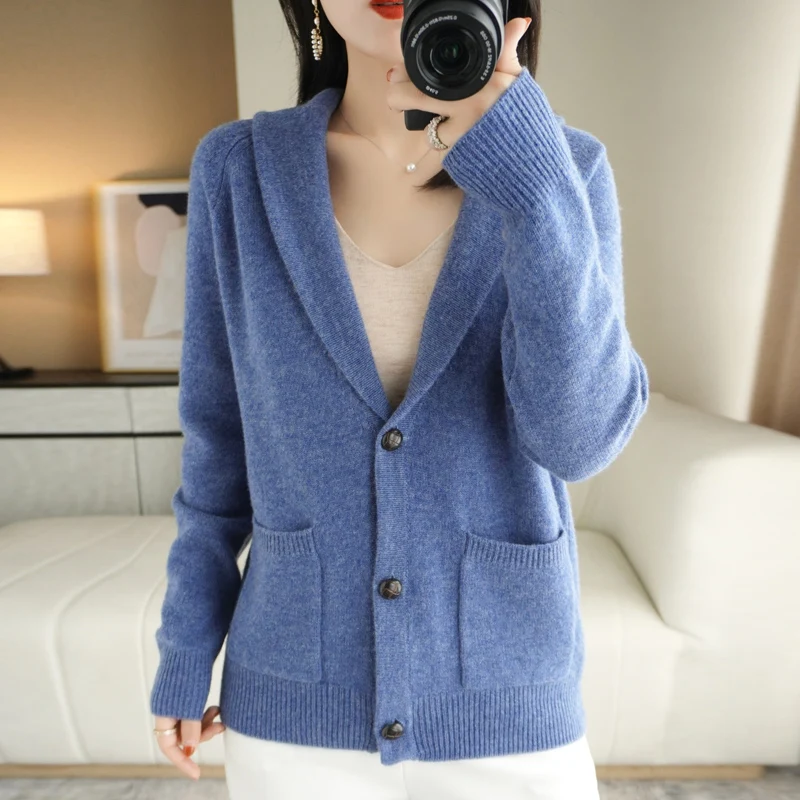 Женский свитер с V-образным вырезом осенне-зимняя повседневная трикотажная