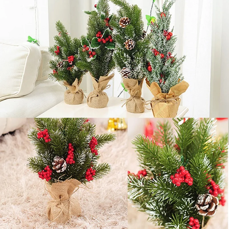 

2019 Mini Christmas Tree Christmas Decoration For Desktop With Pine Cone 32.5cm Festive Party Supplies