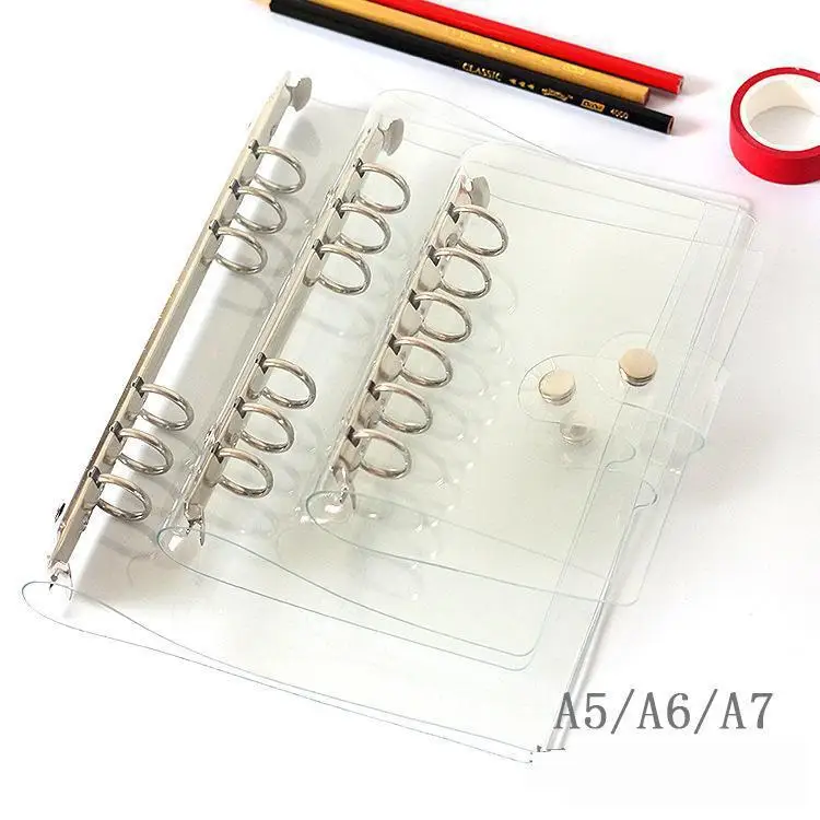 6 holes PVC Transparent Ring Binder Notebook Cover Journal Diary Planner Plastic Cover Office School Stationery A5 A6 A7 6 holes PVC Transparent Ring Binder Notebook Cover Journal Diary Planner Plastic Cover Office School Stationery A5 A6 A7