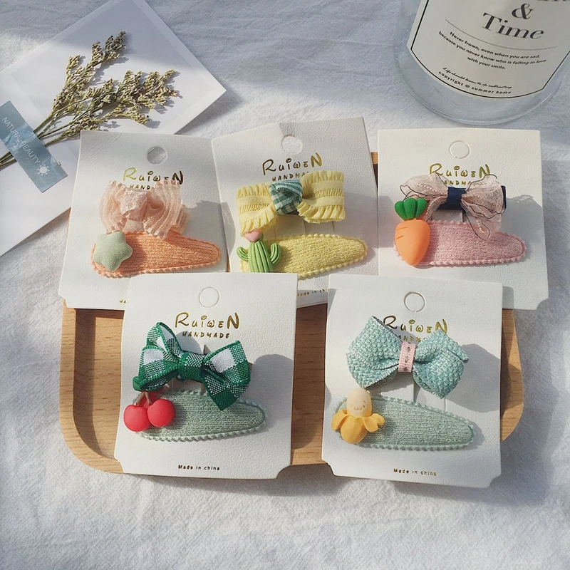 

Children's Cute Bow Hairpin Set Baby Kids Safe Sweet Fruit Vegetables Hair Clip Duckbill Clip BB Clip Princess Hair Accessories