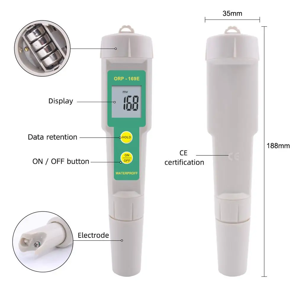 Portable Pen ORP Meter Redox Potential Tester Negative Potential Pen Tester ORP Meter