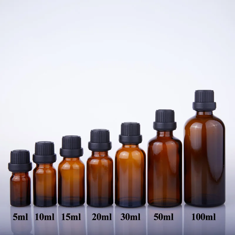 10pcs/lot 5 1015 20 30 50 100 ml Empty Amber Glass Essential Oil Dropper Bottles  Liquid  Vials Containers for  Doterra