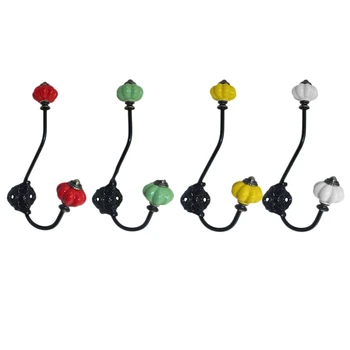 

Single Wall-Mounted Coat Hook with Colorful Pumpkin Ceramic Knobs for Home Decoration, Bathroom Towel Hook 4Pcs