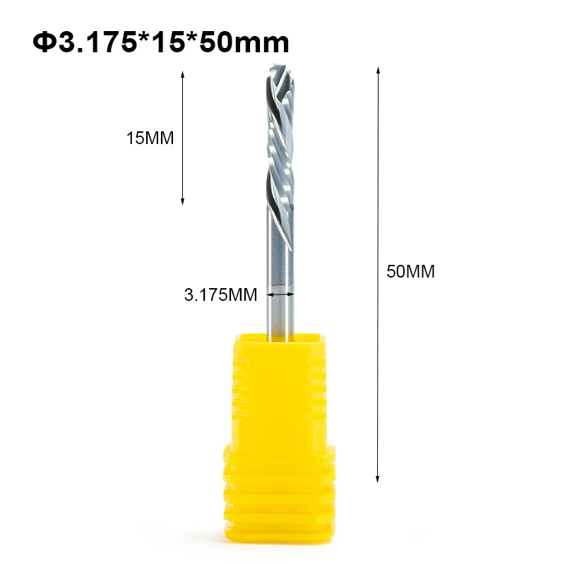 

3pcs Up Down Cut 3.175MM Two Flute Solid Carbide CNC Endmill Compression Wood End Milling Cutter Coating 1/8" CEL 15mm OVL 50mm