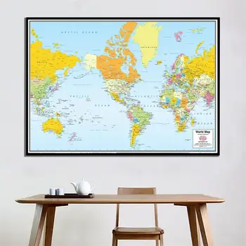 

A2 Size The World Map Mercator Projection 2005 Version HD Printed Fine Canvas Unframed Wall Map Home Decor Crafts