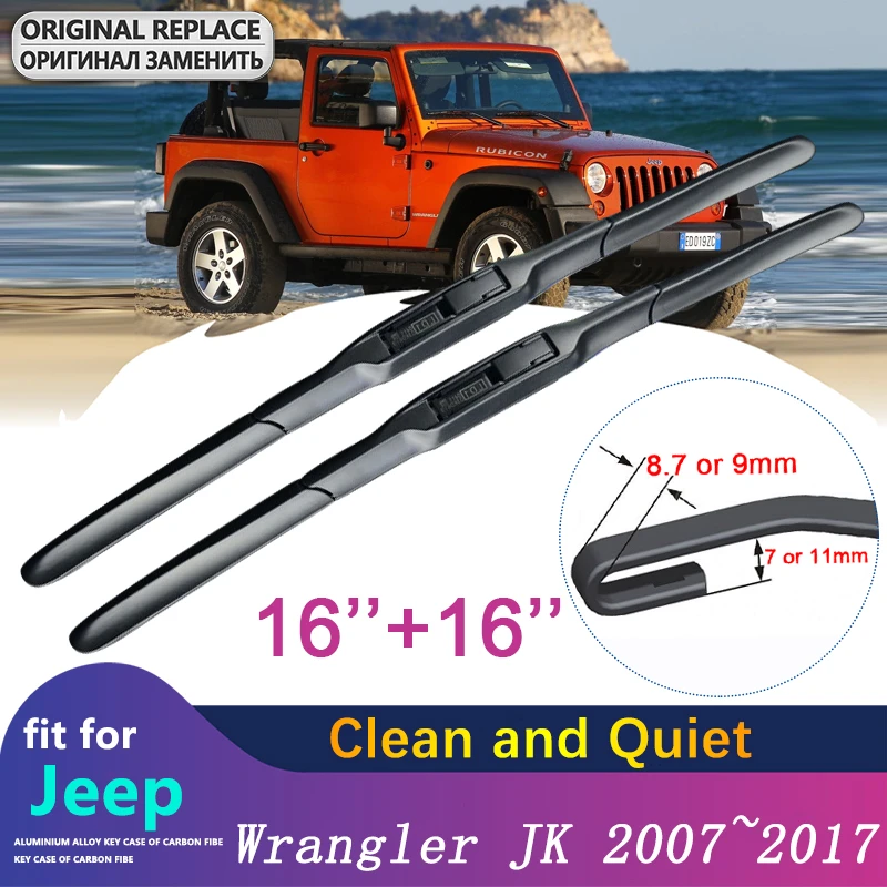 Car Wiper Blades For Jeep Wrangler Jk 2007~2017 Front Window Windscreen Windshield  Wipers 2008 2009 2015 2016 Car Accessories - Windscreen Wipers - AliExpress