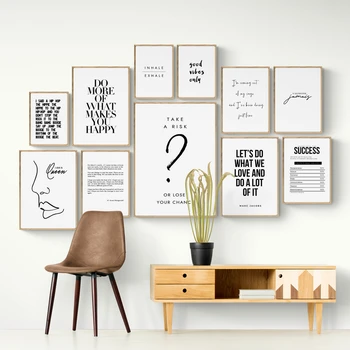 Pittura su tela Citazioni Lettere Wall Art Cucina Poster e stampe Ofiice Immagini murali in bianco e nero per soggiorno