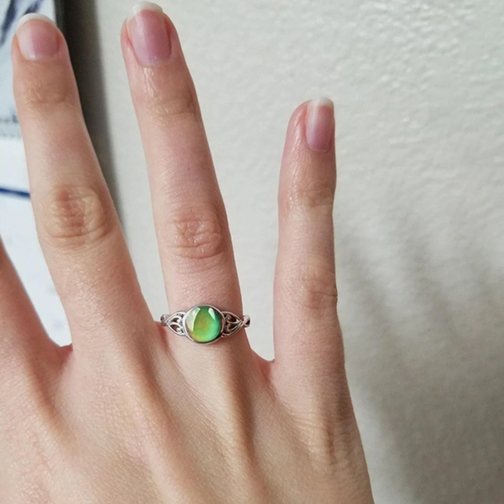 Women Discoloration Ring Wedding Fashion Jewelry Temperature Color Changing Round Shaped Creatived Rings Jewelry For Women