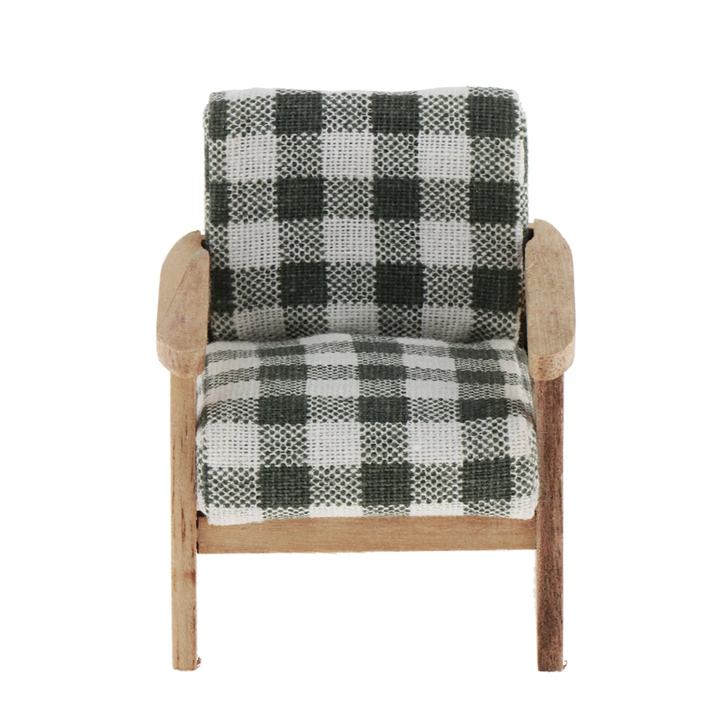 Dollhouse Sofa Chair Miniature Furniture, 1/12 Dolls House Couch Single Sofa Armchair