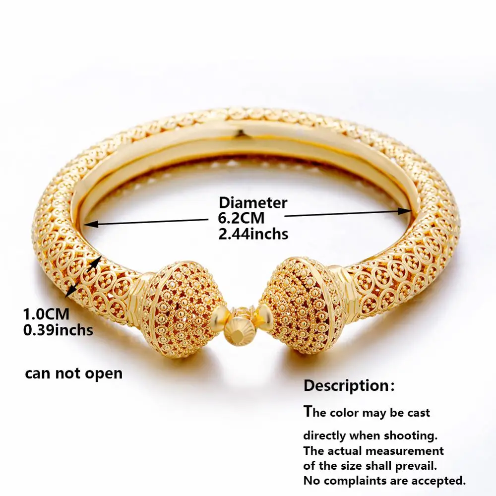 24k Gold Color Bangles For Women Girls Wedding Bride India Bracelets Jewelry Gift Can Open bangle bracelet