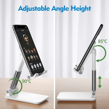 

Cell Phone Stand Foldable Angle Height Adjustable Stable Portable Desktop Stand Compatible with Mobile Phone/iPad/Tablet