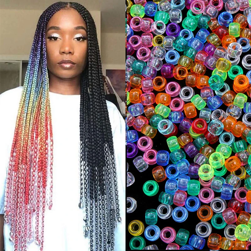 Hair Beads Pony Beads for Hair Braids 6x9mm Plastic Bead 4mm Large Hole for  Kids Girls African Hair Bead Accessories - AliExpress