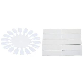 

10 Pcs Nail Art Tips Buffer Buffing Sanding Block Files Manicure Tool & 10PCs Makeup Nail Polish Cardboard Color Chart