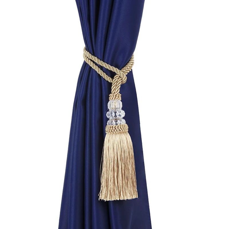 2PC Crystal Beaded Tassel Curtain Tieback Decorative Cord for Curtains Buckle Rope Room Accessories