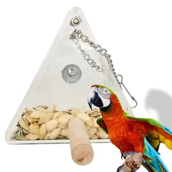 

Acrylic Window Bird Feeder Interactive Hanging Garden Parrot Feeder with Stand