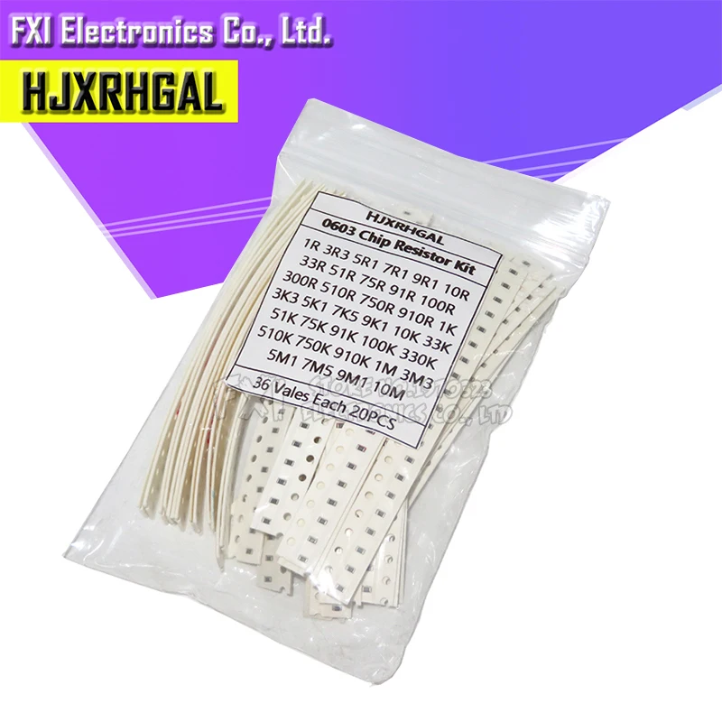 36 значение* 20 шт = 720 шт. 0603 0805 1206 SMD Резистор Комплект Набор сортированных 1 Ом-10 M Ом