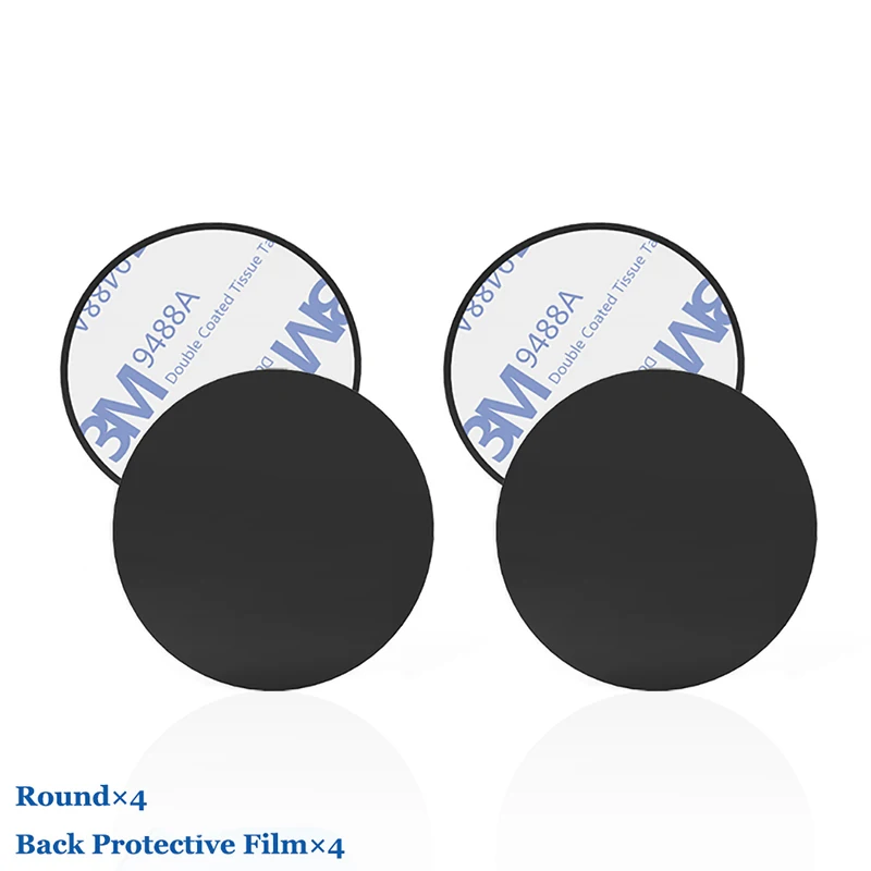 4Pcs Round Black Черный металлический пластинчатый диск для магнита Автомобильный держатель для телефона Железный клейкий лист для магнитного мобильного телефона держатель Автомобильный Стенд крепление поддержка - Цвет: 4Pcs Round Black