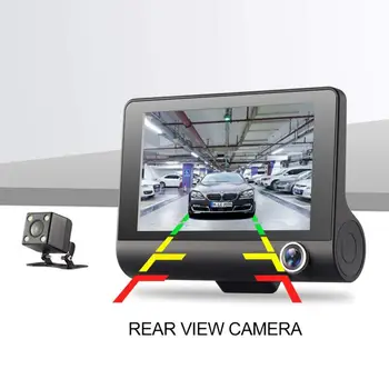 

4" Three-way Camera Driving Recorder 1080P HD Waterproof G-sensor Car DVR Dash Camera Cyclic Video Parking Reversing Monitoring