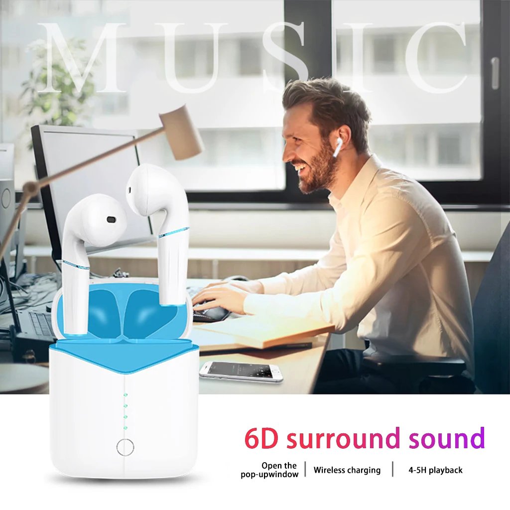 

6D Stereo Earbuds Touch Control Earpieces Volume Control Headset 5.0 Bluetooth Mini Wireless Earphones Wireless Charging Box