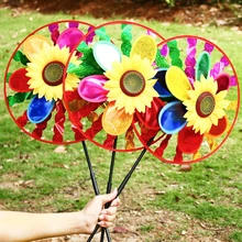 OOTDTY Colorful Sunflower Windmill Wind Spinner Home Garden Yard Decoration Kids Toy for Home decoration